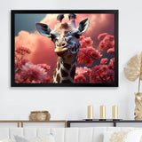 Popart Pink Giraffe In Love - Pink Giraffe Wall Art