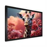 Popart Pink Giraffe In Love - Pink Giraffe Wall Art