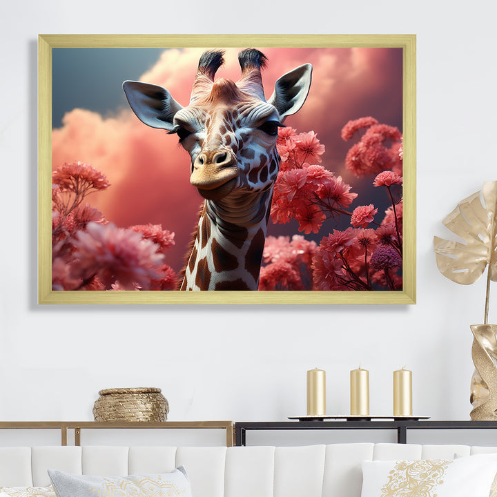 Popart Pink Giraffe In Love - Pink Giraffe Wall Art