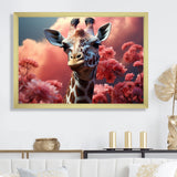 Popart Pink Giraffe In Love - Pink Giraffe Wall Art
