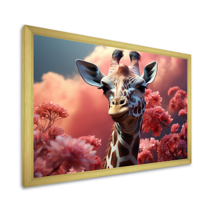 Popart Pink Giraffe In Love - Pink Giraffe Wall Art
