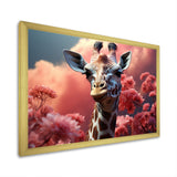Popart Pink Giraffe In Love - Pink Giraffe Wall Art
