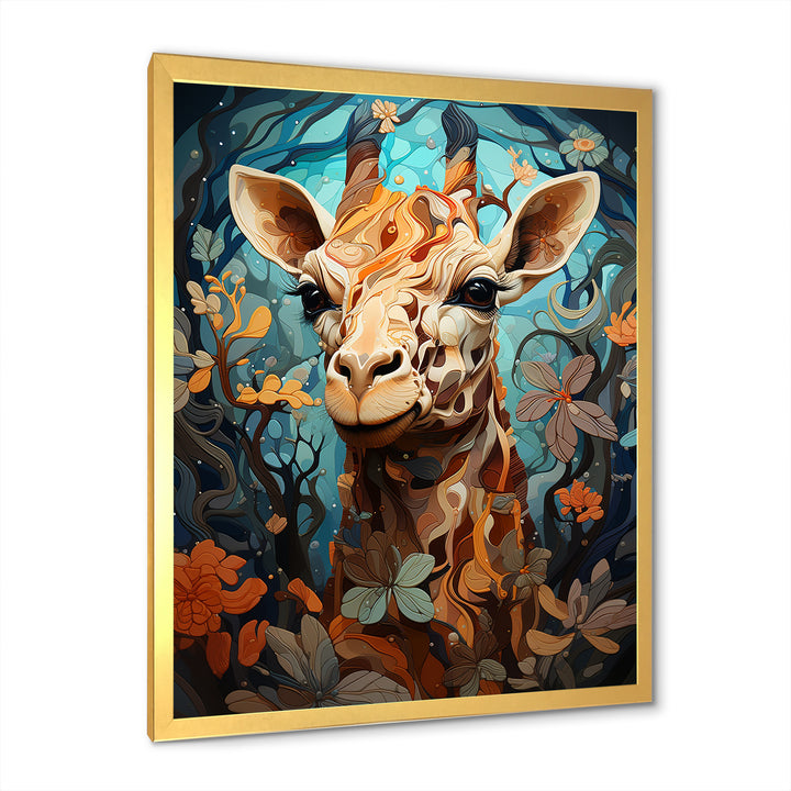 Teal Fantasy Tall Tale - Brown Giraffe Wall Art