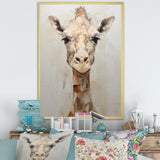 Minimalism Beige Giraffe Selfie - Giraffe Home Decor Art