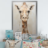 Minimalism Beige Giraffe Selfie - Giraffe Home Decor Art