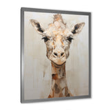 Minimalism Beige Giraffe Selfie - Giraffe Home Decor Art