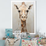 Minimalism Beige Giraffe Selfie - Giraffe Home Decor Art