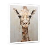 Minimalism Beige Giraffe Selfie - Giraffe Home Decor Art