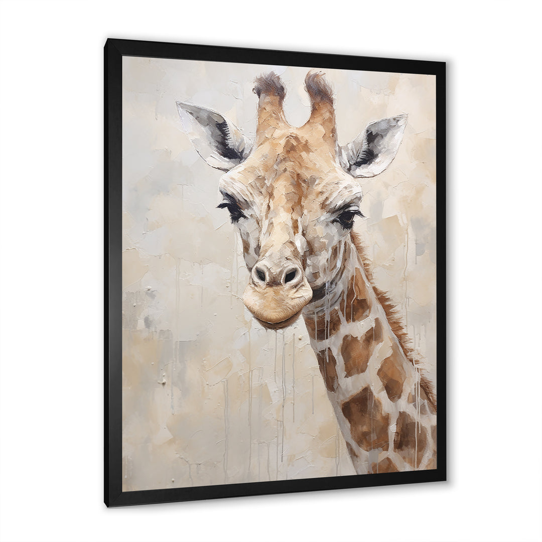 Minimalism Beige Giraffe Portrait - Giraffe Bedroom Wall Art
