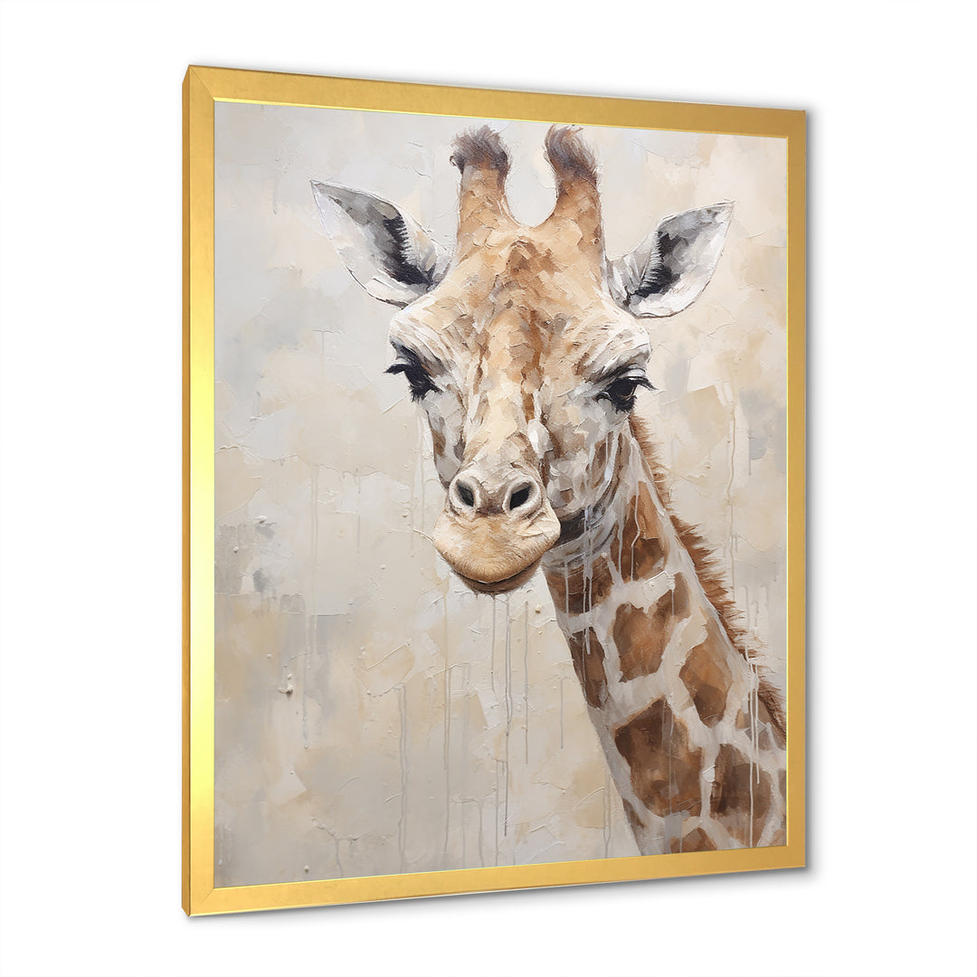 Minimalism Beige Giraffe Portrait - Giraffe Bedroom Wall Art