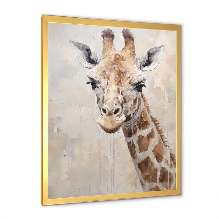 Minimalism Beige Giraffe Portrait - Giraffe Bedroom Wall Art