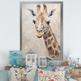 Minimalism Beige Giraffe Portrait - Giraffe Bedroom Wall Art