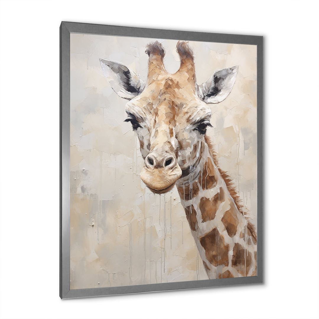 Minimalism Beige Giraffe Portrait - Giraffe Bedroom Wall Art