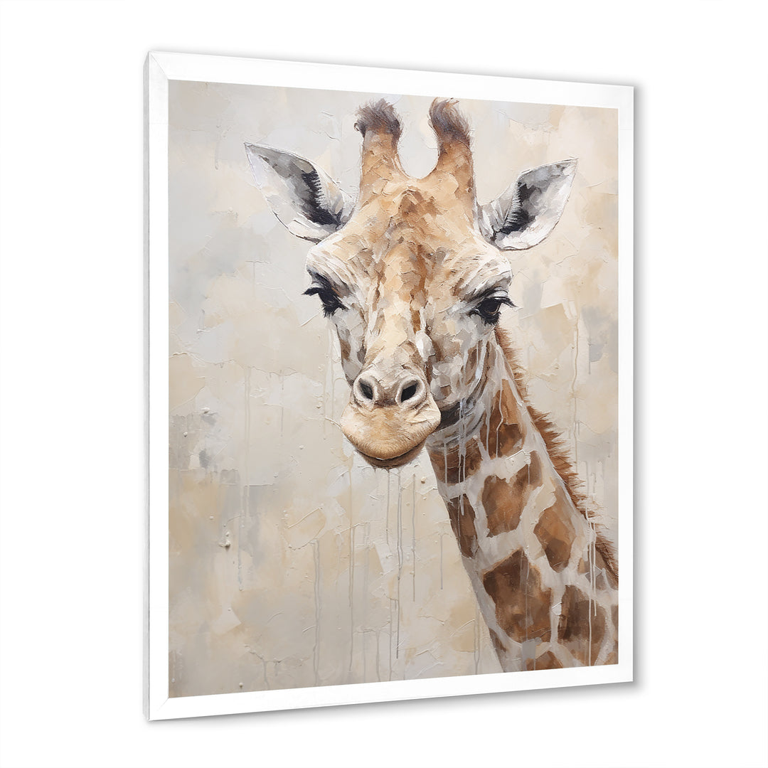 Minimalism Beige Giraffe Portrait - Giraffe Bedroom Wall Art