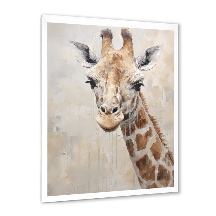 Minimalism Beige Giraffe Portrait - Giraffe Bedroom Wall Art