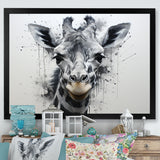 Minimalist Black And White Giraffe Stride - Giraffe Canvas Wall Art