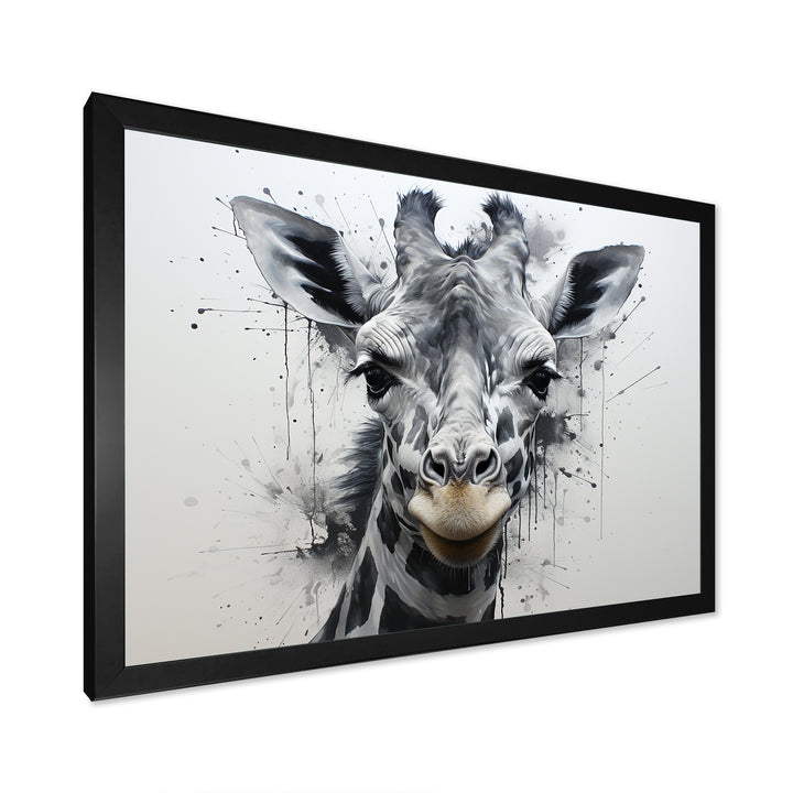 Minimalist Black And White Giraffe Stride - Giraffe Canvas Wall Art