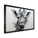 Minimalist Black And White Giraffe Stride - Giraffe Canvas Wall Art