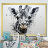 Minimalist Black And White Giraffe Stride - Giraffe Canvas Wall Art