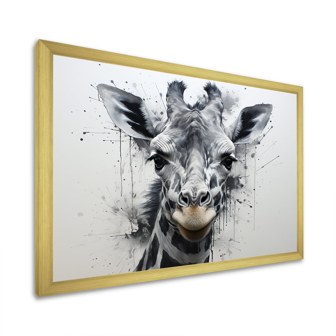 Minimalist Black And White Giraffe Stride - Giraffe Canvas Wall Art