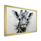 Minimalist Black And White Giraffe Stride - Giraffe Canvas Wall Art