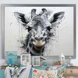 Minimalist Black And White Giraffe Stride - Giraffe Canvas Wall Art