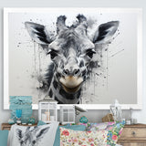 Minimalist Black And White Giraffe Stride - Giraffe Canvas Wall Art