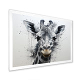 Minimalist Black And White Giraffe Stride - Giraffe Canvas Wall Art