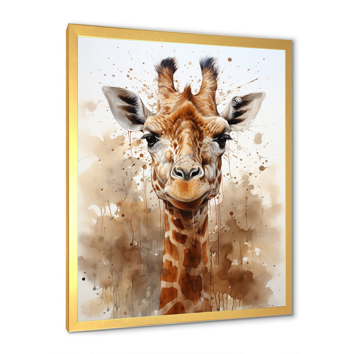 Giraffe In Sandy Brown - Giraffe Living Room Wall Art