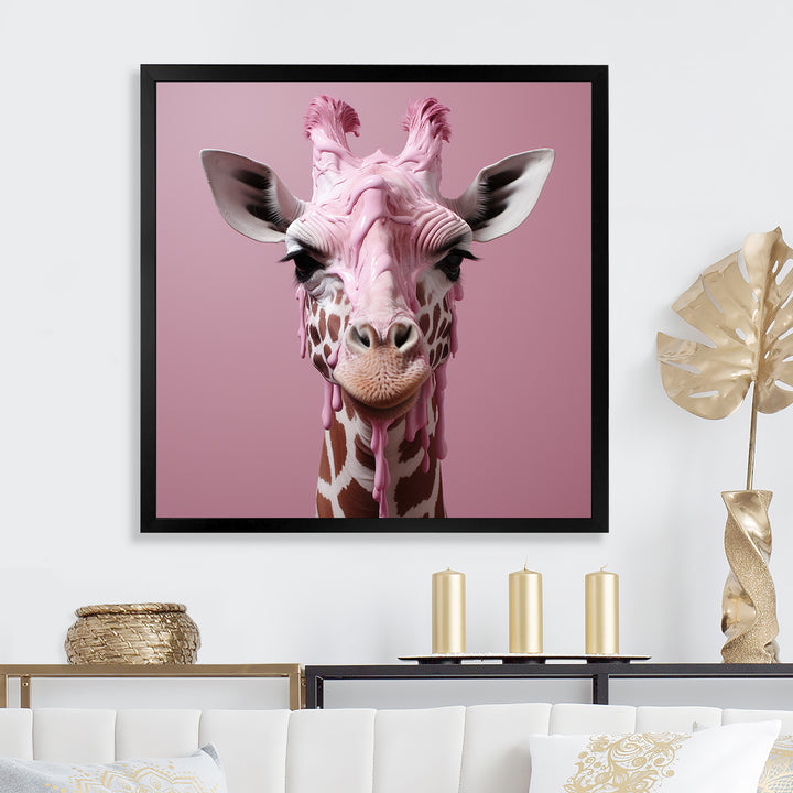 Pink Giraffe Romantic Stance - Giraffe Bedroom Wall Art