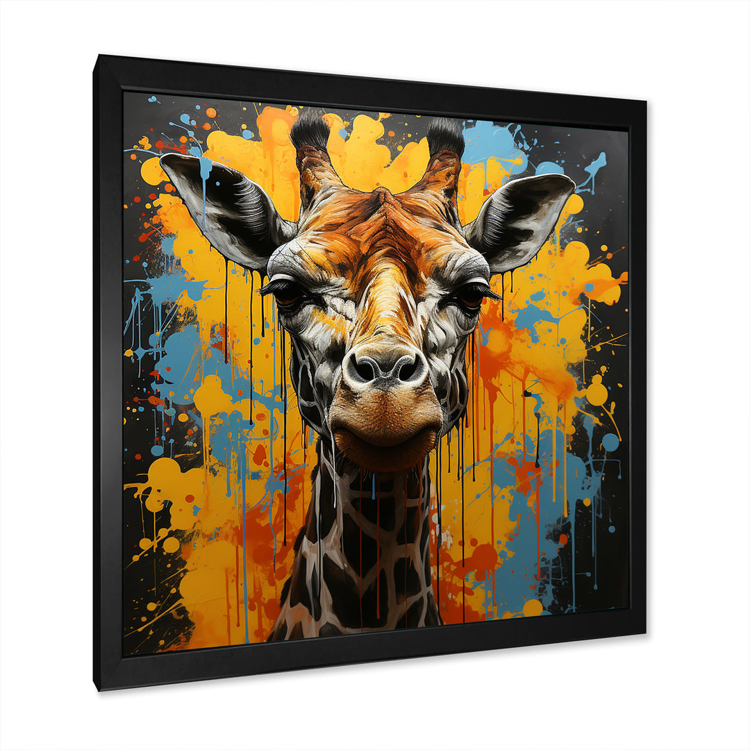 Yellow Giraffe Street Art - Giraffe Wall Decor