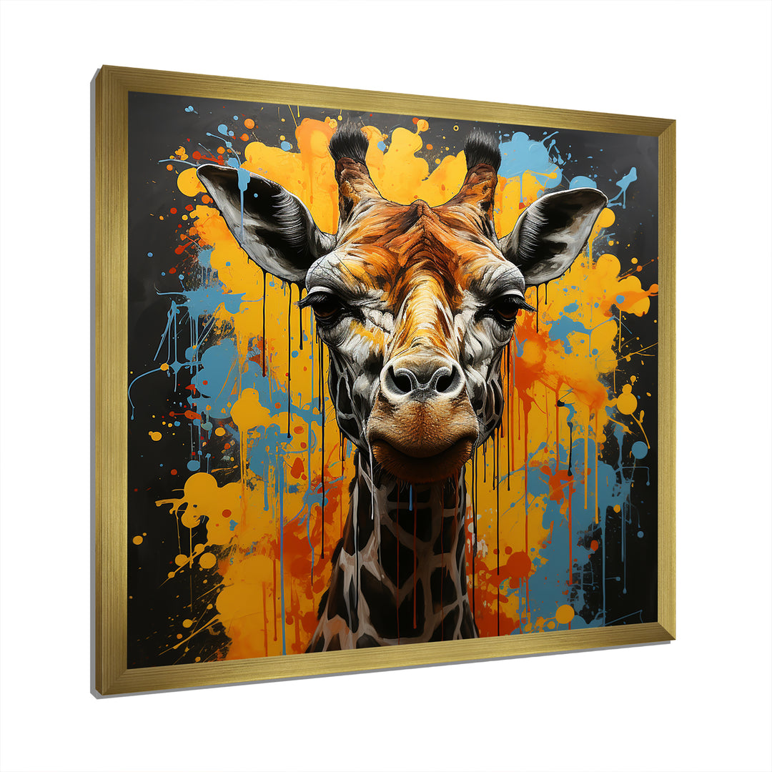 Yellow Giraffe Street Art - Giraffe Wall Decor
