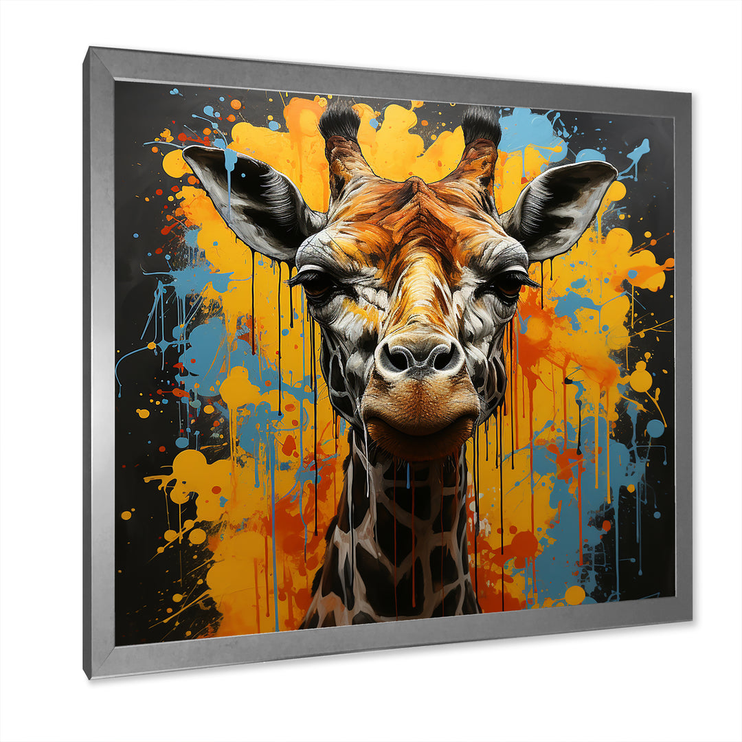 Yellow Giraffe Street Art - Giraffe Wall Decor