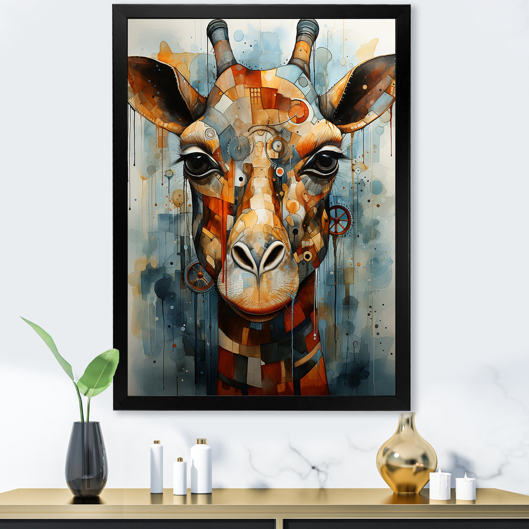Modern Giraffe Brown Portrait - Brown Giraffe Wall Art