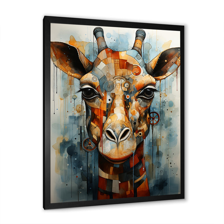 Modern Giraffe Brown Portrait - Brown Giraffe Wall Art