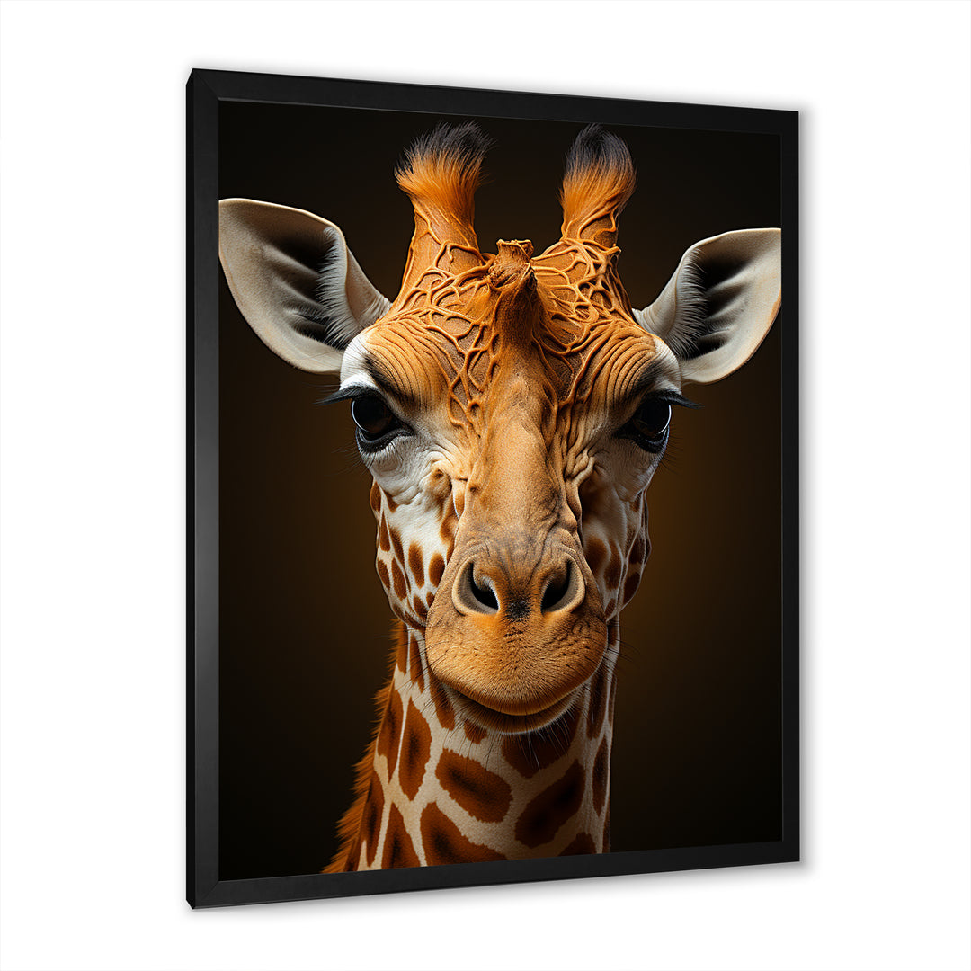 Modern Brown Giraffe Symbolism - Giraffe Framed Canvas Art