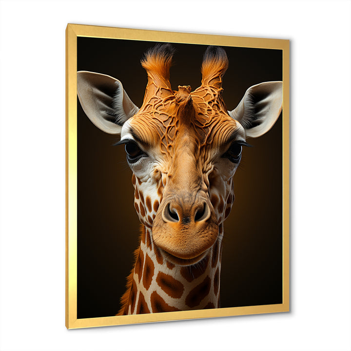 Modern Brown Giraffe Symbolism - Giraffe Framed Canvas Art