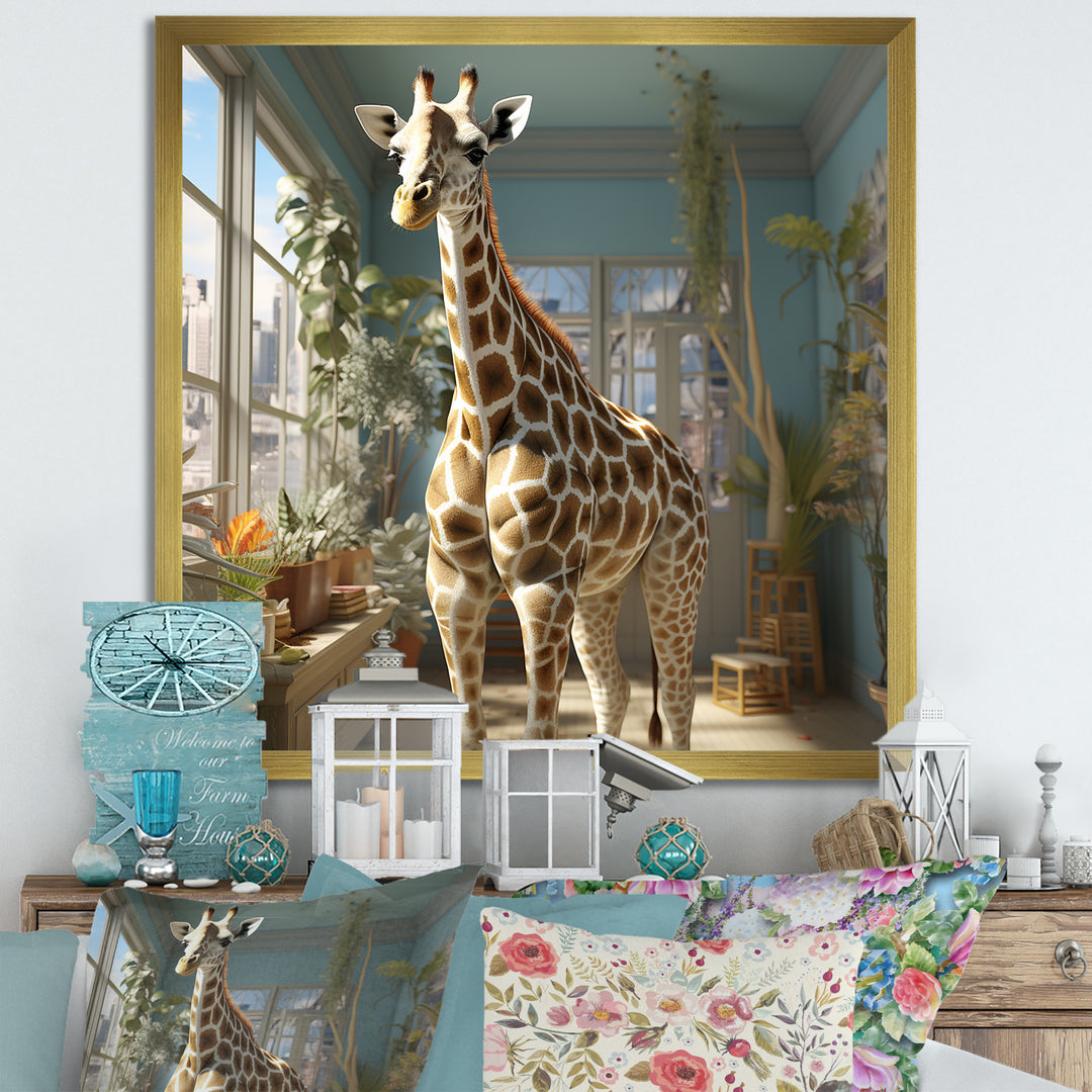 Cute Giraffe Farmhouse Harmony - Giraffe Living Room Wall Art