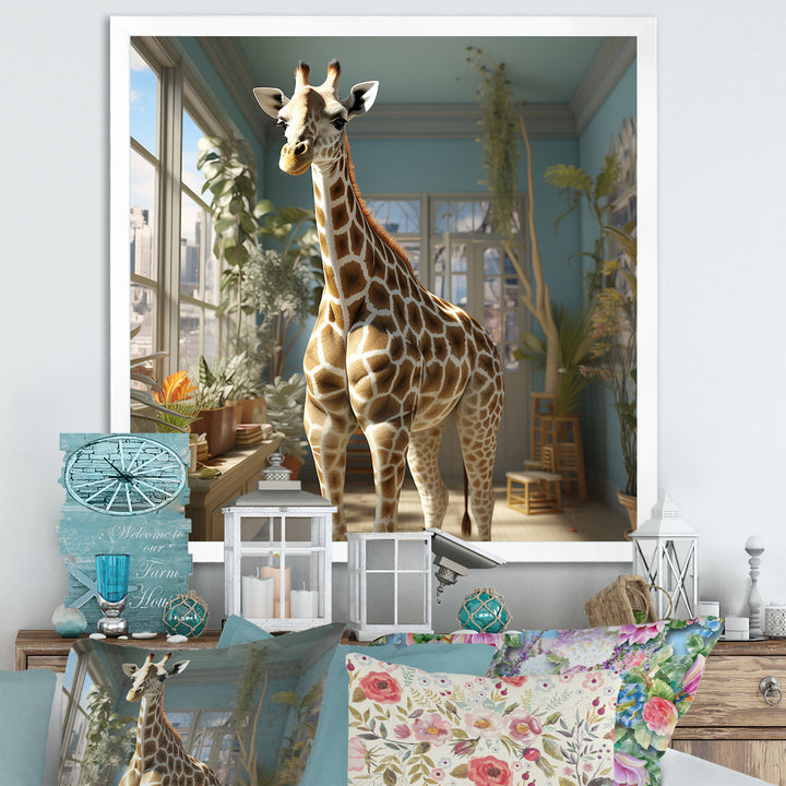 Cute Giraffe Farmhouse Harmony - Giraffe Living Room Wall Art