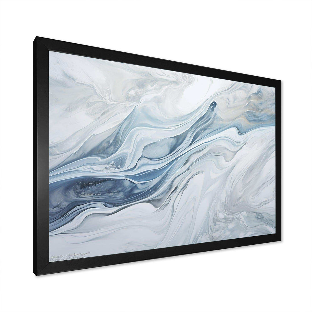 Grey And Blue Glacier Charm Liquid Art - Landscapes Canvas Wall Art