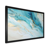 Teal And Gold Glacier Charm Liquid Art - Landscapes Canvas Wall Art