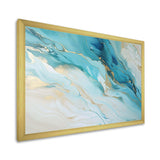 Teal And Gold Glacier Charm Liquid Art - Landscapes Canvas Wall Art