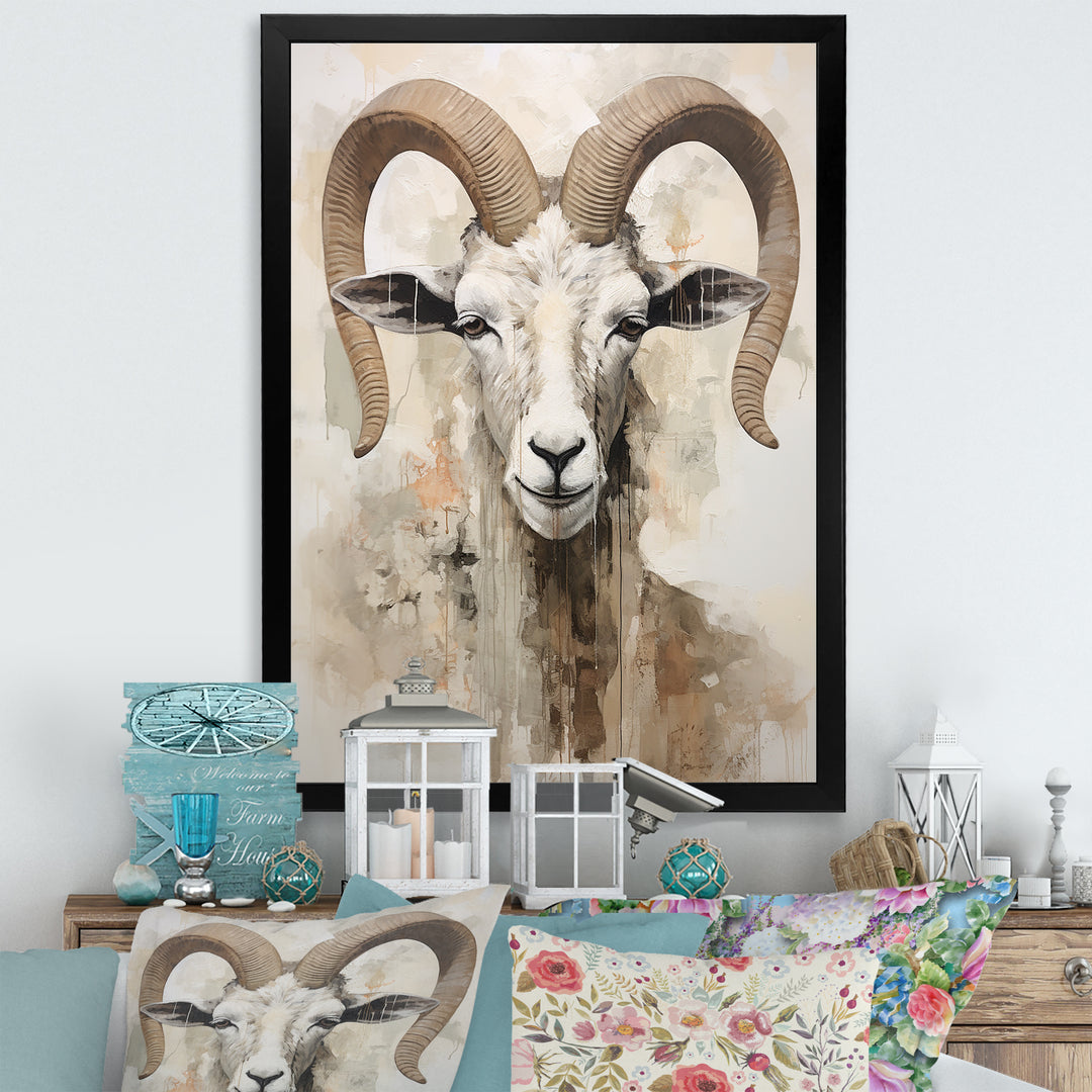 Soft Color Goat Portrait - Goat Bedroom Wall Art