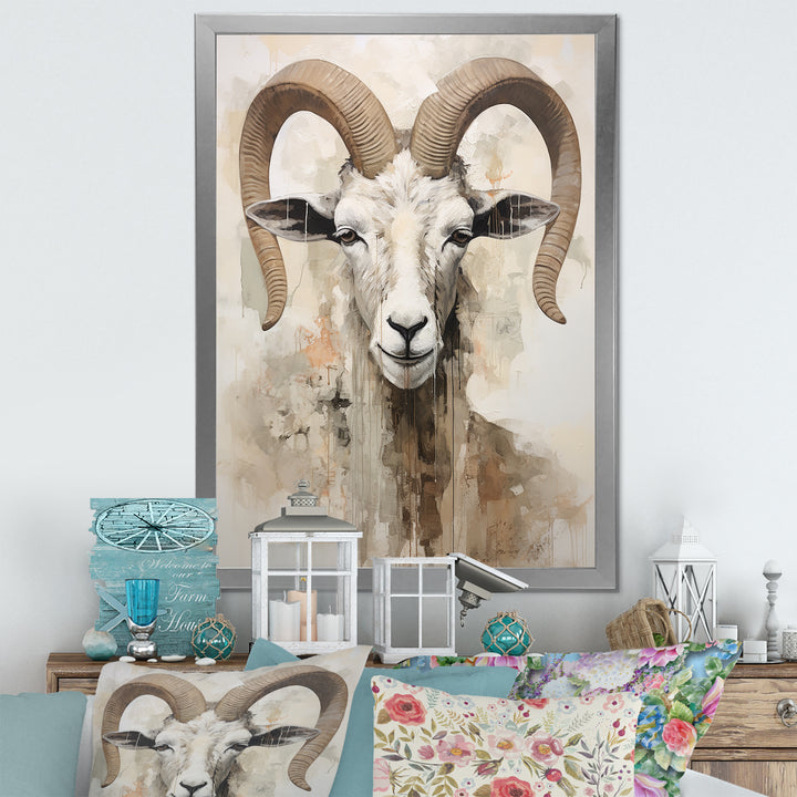 Soft Color Goat Portrait - Goat Bedroom Wall Art