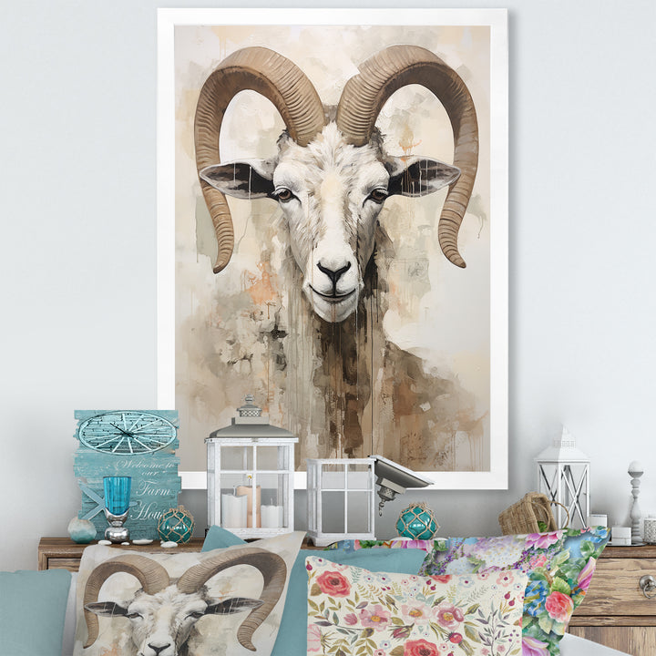 Soft Color Goat Portrait - Goat Bedroom Wall Art