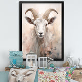 Cute Floral Beige Goat - Goat Canvas Wall Art