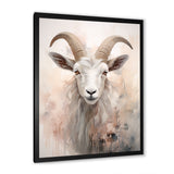 Cute Floral Beige Goat - Goat Canvas Wall Art