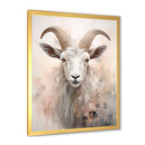 Cute Floral Beige Goat - Goat Canvas Wall Art