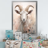 Cute Floral Beige Goat - Goat Canvas Wall Art