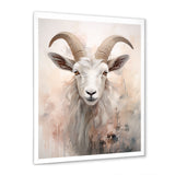 Cute Floral Beige Goat - Goat Canvas Wall Art